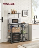 Kitchen Storage Baker’s Rack with Wire Basket, 6 Hooks, and Shelves