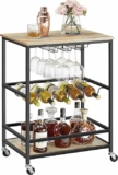 Serving Cart with Casters, Glass Holders, Wine Holders