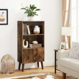 2-Tier Retro Bookshelf with Doors, Storage Cabinet