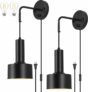2-Pack Dimmable Wall Sconces Plug in with Plug in Cord and Dimmer On/Off Knob Switch