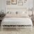 VECELO Queen Metal Platform Bed Frame with Rustic Vintage Wooden Headboard