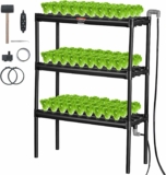 VEVOR Hydroponics Growing System, 108 Sites 3 Layers Dark Grey PVC Pipes with Water Pump, Timer, Baskets and Sponges for Fruits, Vegetables, Herb