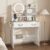 Makeup Vanity Desk with Charging Station, 3 Lighting Modes & Adjustable Brightness Dressing Table with 2 Drawers