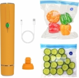 Portable Handheld Vacuum Sealer with 5pcs Reusable Zipper Vacuum Bags and Vacuum Wine Sealer