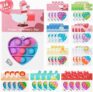 36-Pack Heart Pop Fidget Keychain Toys Bulk with Valentine’s Cards