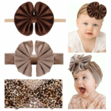 3-Pcs Leopard Print Velvet Baby Bows Headbands