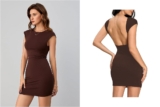 Verdusa Women’s Backless Round Neck Cap Sleeve Bodycon Clubwear Dress