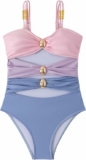 Verdusa Women’s Sexy One Piece Swimsuit Ruched Cut Out Color Block Swimwear Bathing Suit