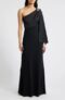 Vince Camuto Women’s Rhinestone Detail One-Shoulder Satin Gown