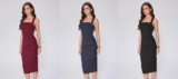 Women’s Sleeveless Ruched Dress Square Neck Midi Dress