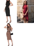 Women’s Summer Mock Neck Midi Dress