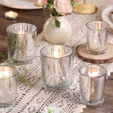 24pcs Assorted Silver Votive Candle Holders
