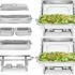 4-Pack Heavy Duty 8-Qt Chafing Dish Buffet Combo Set w/ Water Pan, Full Size or 1/2 Size Food Pan w/ Fuel Holder & Lid
