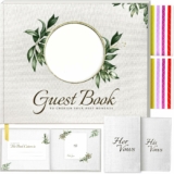 Wedding Guest Book and Vow Books Set , Linen Cover