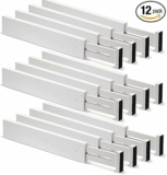 12 Pieces White Bamboo Drawer Dividers Expandable