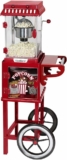 West Bend Popcorn Popper Machine Theater Style on Wheeled Cart with Non-Stick 2.5 Oz Stainless Steel Popcorn Kettle, Storage Shelf, and Popcorn Scoop, 10-Cup, Red