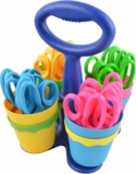 24-Count Westcott School Scissor Caddy and 5-Inch Pointed Safety Scissors for Kids