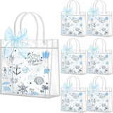 24-Pack Clear Party Gift Bags w/ Handles & Ribbons (Coast Theme)