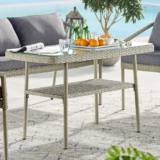 Windham All-Weather Wicker Outdoor 26″ H Cocktail Table with Glass Top