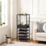 16-Bottle Wine Storage Rack with Non-Woven Fabric Drawer and Hooks