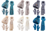 3-Pc Women’s Knit Beanie, Scarf, and Touchscreen Gloves