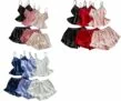 3-Sets Women’s Satiny Pajama Cami Top & Bowknot Short Sets