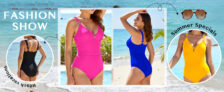 Womens Vintage Ruched Push Up One Piece Swimsuit