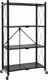 4-Tier Heavy Duty Foldable Metal Rack Storage Shelving Unit with Wheels