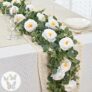 6.4Ft Fuller Artificial Eucalyptus Garland with White Flowers & Butterfly