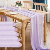 5-Pack Light Purple Chiffon Table Runner