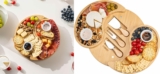 Double-Layer Cheese Board Platter Set w 3 Knives and 2 Bowls