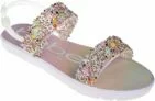 bebe Girl’s PCU Sandals with Flower, Bow, and Rhinestone Details