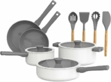by bella 12 Piece Cookware Set w EverGood™ Ceramic Nonstick Coating​ and Silicone & Wood Utensils
