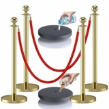 4Pcs Stanchions Posts with Red Velvet Ropes Set, 5 Feet