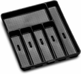 Madesmart Premium Antimicrobial Classic Large Silverware Tray Soft Grip, Non Slip Kitchen Drawer, 6 Compartments