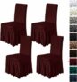 4-Pack Stretch Chair Slipcovers with Skirt, Burgundy