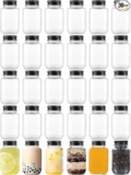 30-Pack 2oz Plastic Mason Jars with Black Lids