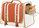 Soft Faux Leather Pet Carrier w/ Balancing Ventilation & Privacy, 22 lbs max