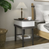 Wooden End Table with 180° Flip Top Plate and Open Shelf,