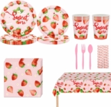 Strawberry Party Decoration with Disposable Dinnerware Set