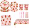 Strawberry Party Decoration with Disposable Dinnerware Set