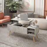 Lift Top Coffee Table with Open Storage Shelf Center