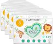 4-Pack 30-Count ATTITUDE Baby Diapers, Eco-Friendly, Hypoallergenic, Safe for Sensitive Skin, Chlorine-Free and Biodegradable