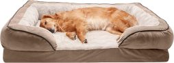Furhaven Plush and Velvet Waves Perfect Comfort Sofa with Cooling Gel Foam Pet Bed, Jumbo Size