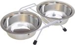 Pets Raised Double Dish Feeder with Wire Rack with (2) 8oz Bowls